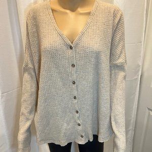 Long sleeve over sized wafle knit top